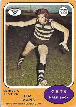1973 Scanlens VFL #21 Tim Evans Front